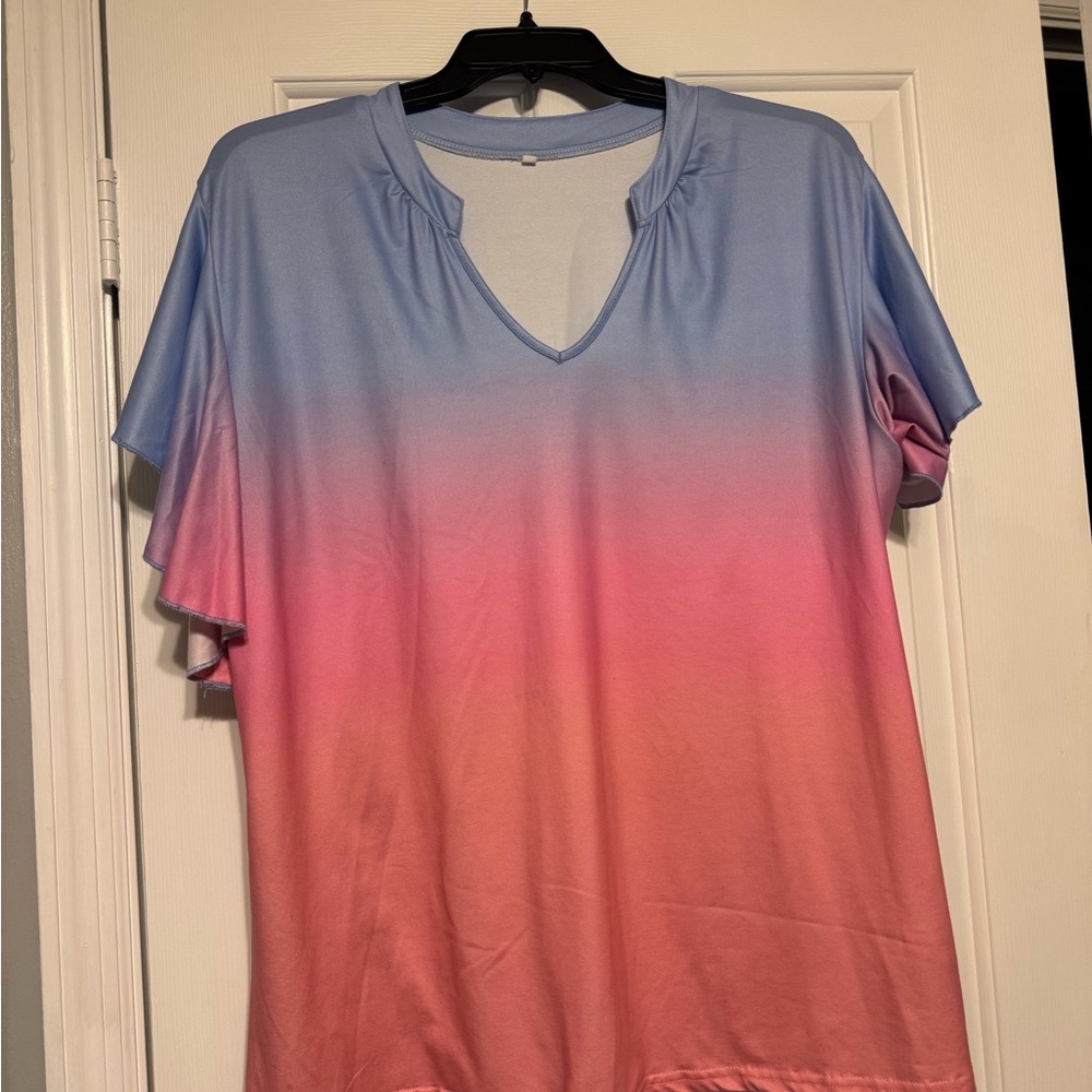 Gradient Blue and Pink Women's Top